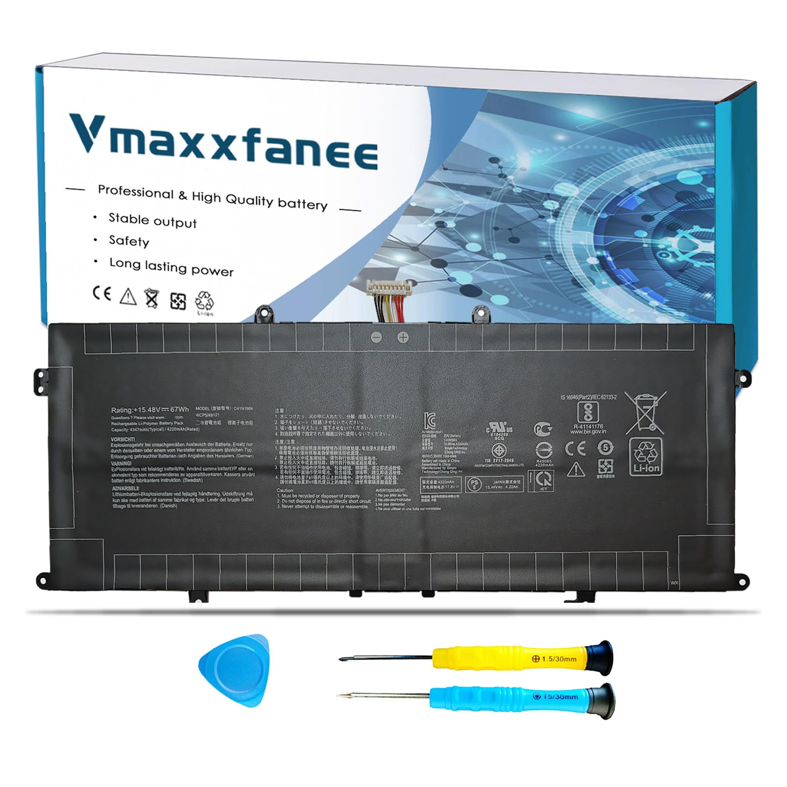 Amazon.com: Vmaxxfanee 67Wh C41N1904 C41N1904-1 Battery