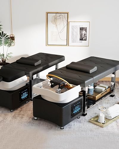 Miniatura 4 de Artist hand Cama de spa para cabeza, lavado de cabello, cama de masaje con champú con ciclo de agua, equipo de salón para spa de belleza, sistema de