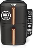 NINJA Double Stack XL Air Fryer 2 Compartiments Verticale, Compact, 4 Niveaux de Cuisson, Capacité de 9,5L, Air Fryer 6-en 1, Pièces Antiadhésives Amovibles Lavables Au Lave-Vaisselle, Noir/Cuivre - 1