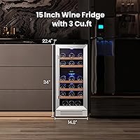 Vista 4 de Yeego Refrigerador de Vino - Refrigerador de Vino de Doble Zona de 15 Pulgadas con Capacidad para 28 Botellas, 40-65°F Refrigerador de Vino