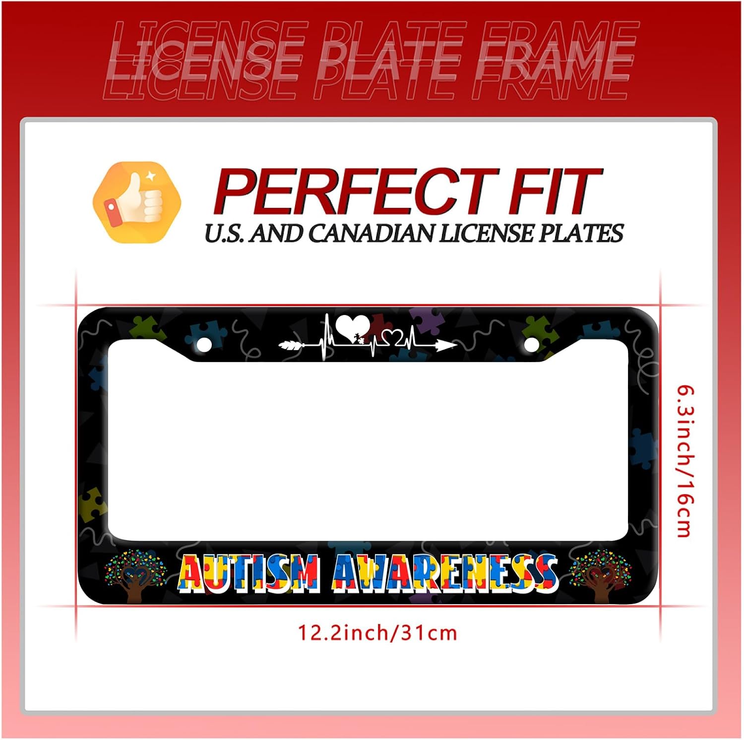 Autism Awareness License Plate Frame Stainless Steel Funny License Holder image 4