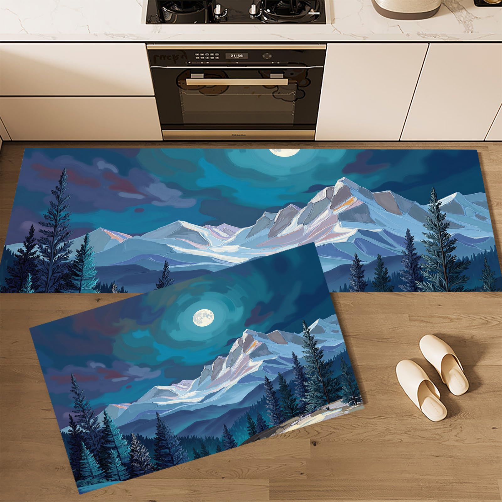 Alfombras de cocina antifatiga de alta calidad con diseño artístico de paisajes