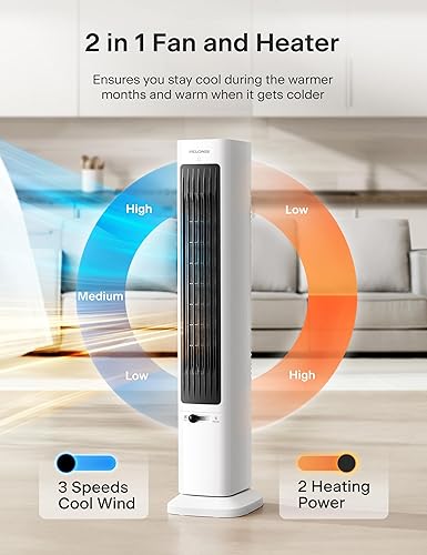 Miniatura 2 de PELONIS Combo de ventilador de torre oscilante y calentador con control remoto, combo de ventilador de calentador para uso en interiores - 3