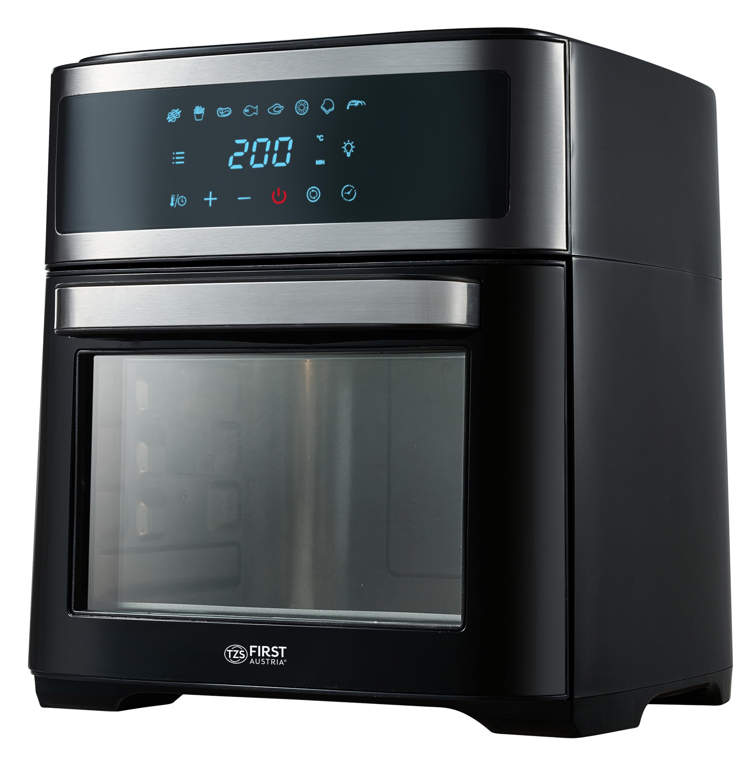 TZS First Austria Air Fryer Oven 13L | Controllo digitale | 8 programmi | Girarrosto | Illuminazione interna | 1700 W | Camera di cottura zincata | 4 livelli di inserimento