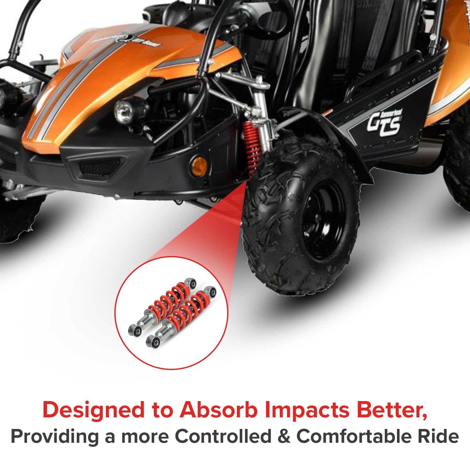 AlveyTech Regulowane amortyzatory 195 mm (zestaw 2 szt.) – uniwersalne dopasowanie do motocykli terenowych i gokartów – nośność do 204 kg – amortyzatory gokartowe 20 cm