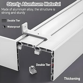 Wall Mount Double Tracks And Curtain Pelmet,Three-in-one Room Dividers Set For Windows, Curtain Boxes Valance Rod(Size:11.5FT/350CM)