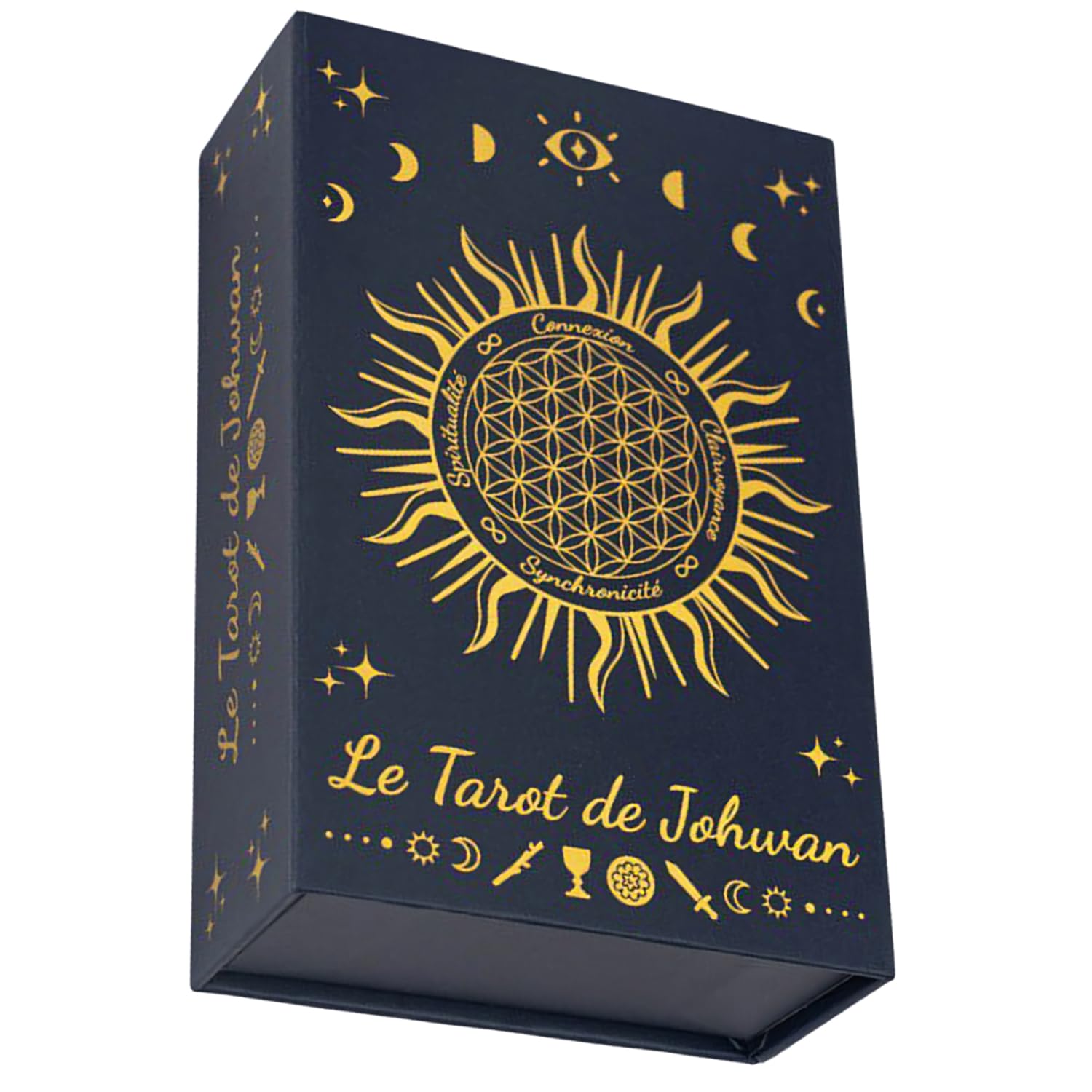 Le Tarot de Johwan - 78 Cartes Fusion Marseille/Rider-Waite - Édition Gold Prestige Tranche Dorée - Boîte Aimantée + Pochon - 2 Mémos Inclus