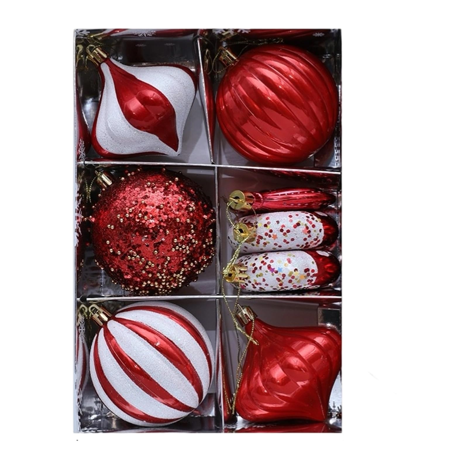 Tfaoys Red 8Pcs Colorful Christmas Tree Decorations With Unique Artwork Sturdy Ornament For Indoors Outdoor Use Christmas Ball Decorations
