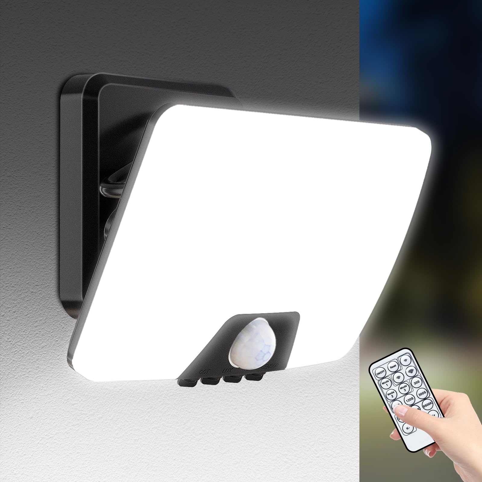 vighep Aussenlampe mit Bewegungsmelder, 24W Led Strahler Außen mit Fernbedienung, 3000K-6500K Scheinwerfer mit 3 Leuchtmodi, IP65 Wasserdicht Fluter Flutlicht für Garage Garten Hof