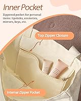 Vista 4 de Canvas Tote Bag with Pocket - Aesthetic Cute Canvas Bag for Women Shoulder Totes for Shopping, Work, Gym