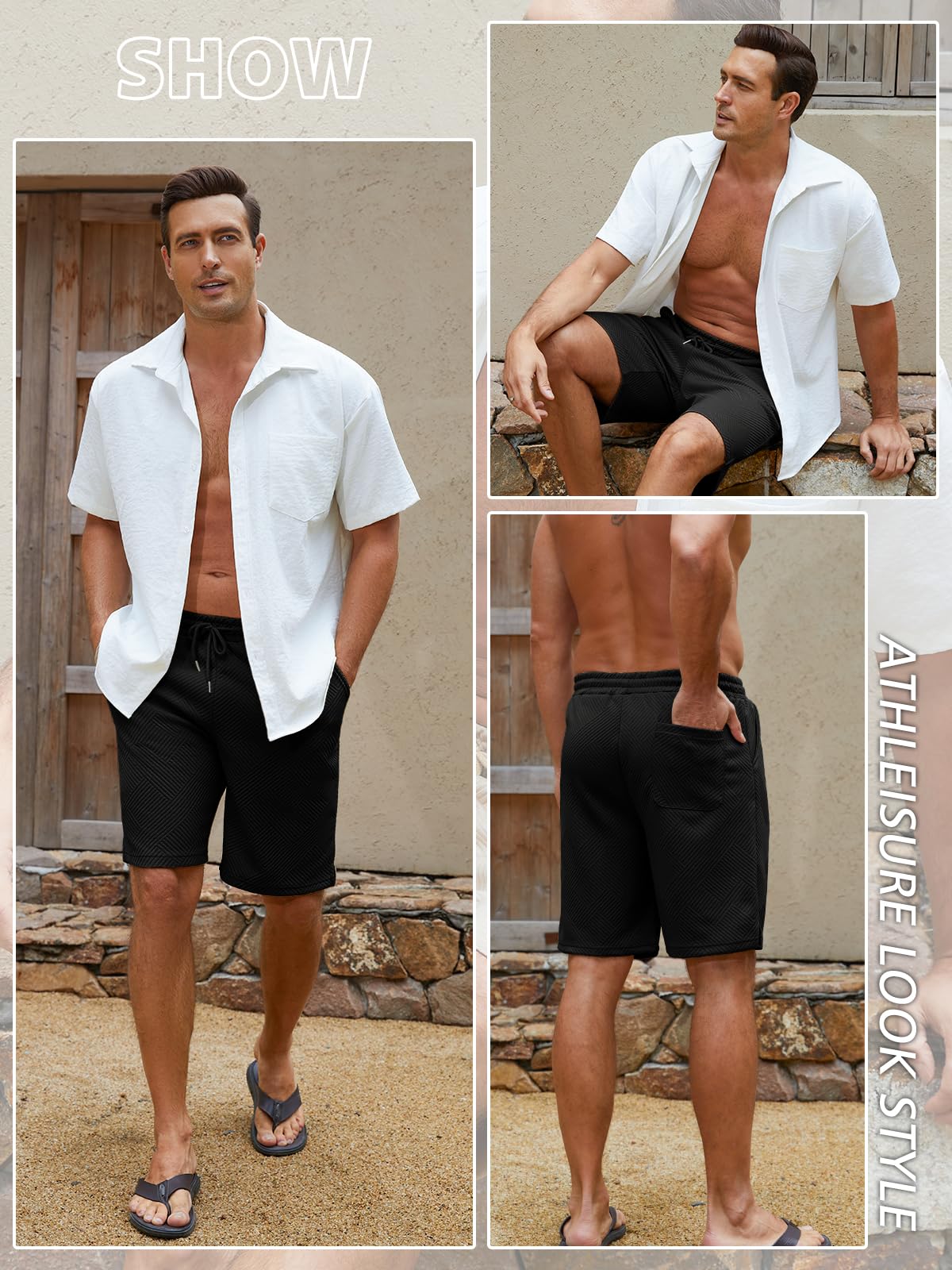 Pantalones Cortos Hombre Verano Bermudas Ligero Transpirable Bolsillos