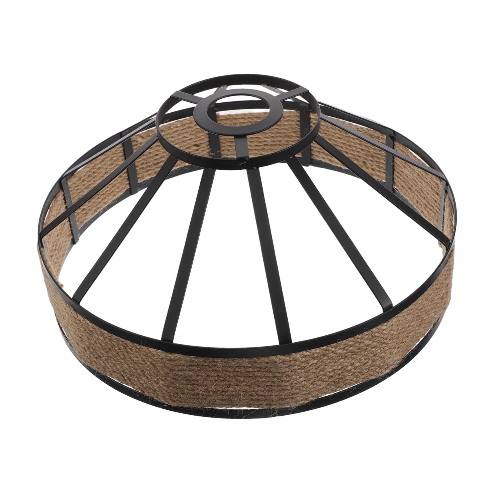 Luminaire suspendu industriel Levemolo en métal noir et corde de jute pour salle à manger