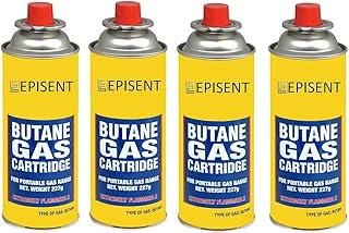 EPISENT | Butane Gas | Pack of 4 | Butane Gas Cartridge or Gas Canisters or Gas Cylinder| For Camping Stove, Barbecue or BBQ, Weed Burner, Kitchen Blow Torche