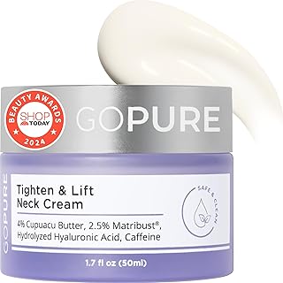 goPure Tighten & Lift Neck & Chest Moisturizer Cream for Visibly Firming, Tightening and Lifting Wrinkles & Crepey Skin, 1.7oz