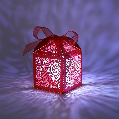 Miniatura 4 de COTOPHER 60 cajas de recuerdo cortadas con láser, cajas de regalo pequeñas de 2 x 2 x 3 pulgadas para regalos, cajas de recuerdos de boda con cinta,