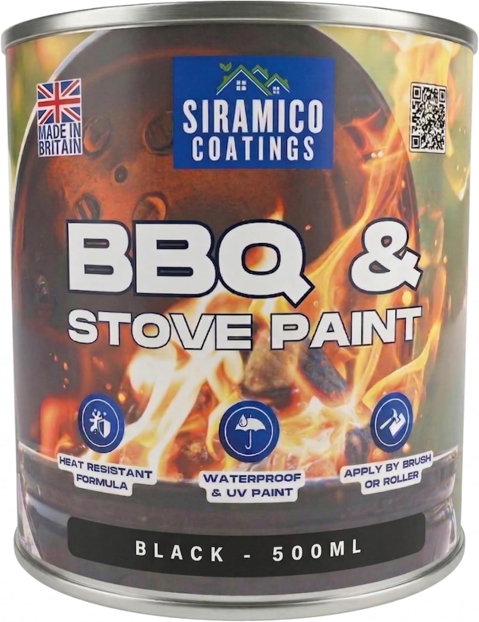 BBQ & Stove Paint - High Temperature Paint 1000°c (Black, 500ml)