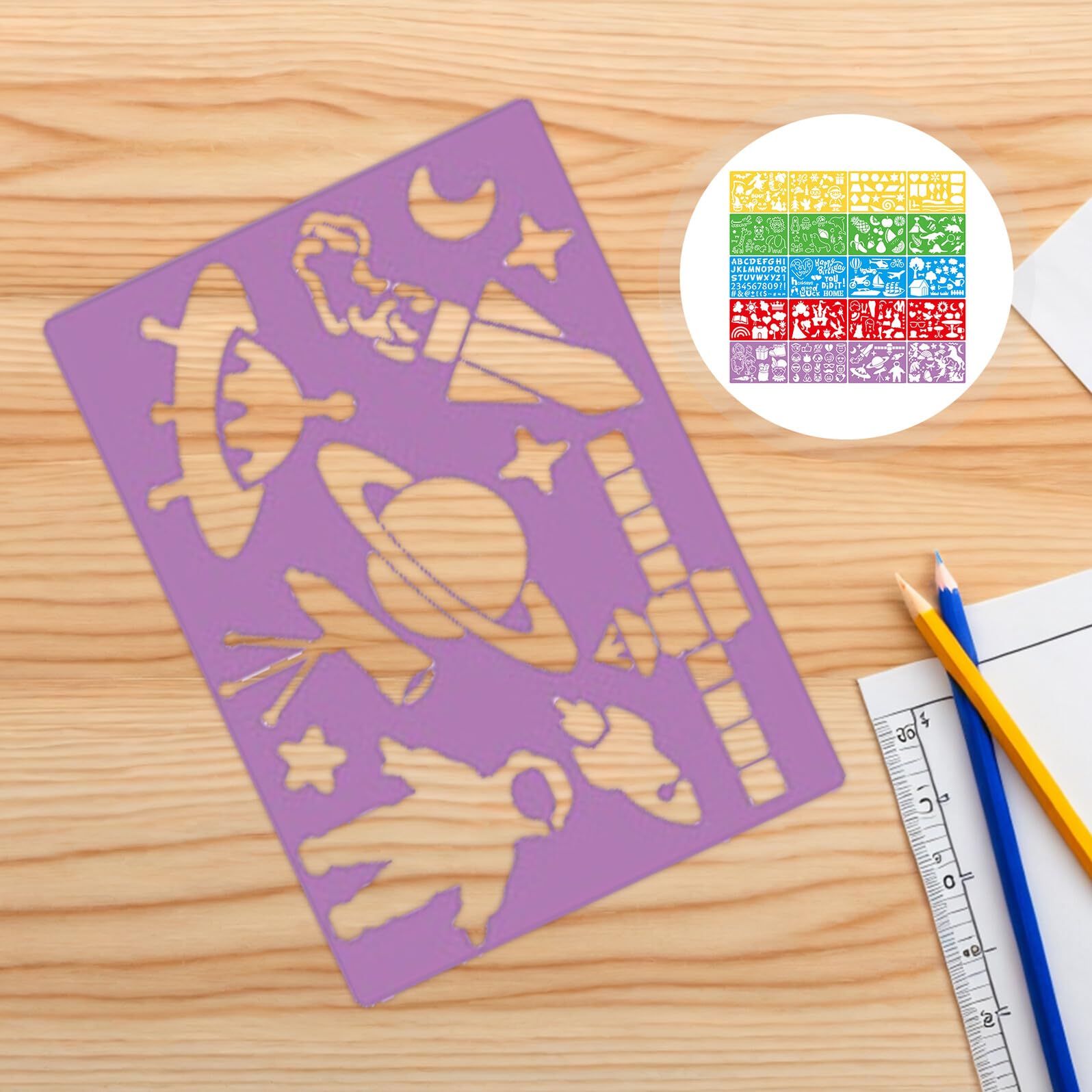 Hohopeti 20pezzi Template per Disegno e Pittura Stencil Plastica con Lettere e Numeri Inglesi per creatività dei e attività Fai Te