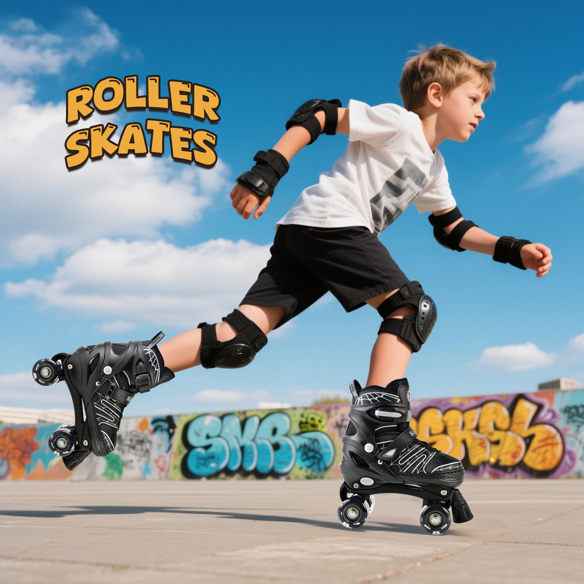 SULIFEEL Patines ajustables para niños de 3 a 5 a 8 a 6 a 12 con 4 tamaños de luz ajustable sobre ruedas, el mejor regalo para niños para principiantes, deportes de interior y exterior