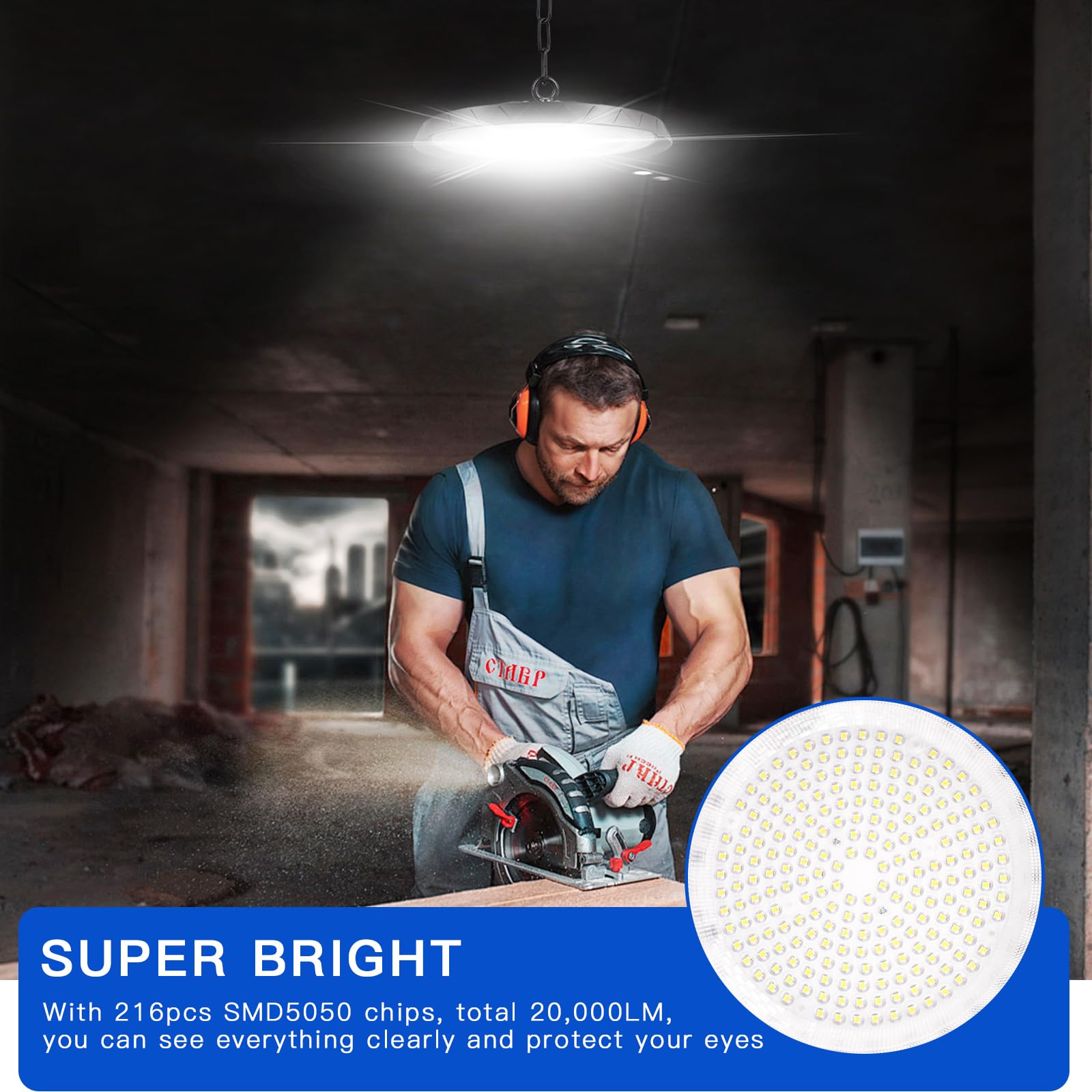 200W UFO Proiettore LED Industriale, 20000LM 6000K High Bay Illuminazione da officina Lampada Industriale LED Lampadario Interno, Sala Proiettore Lampada per Palestra Magazzino Garage Fabbrica