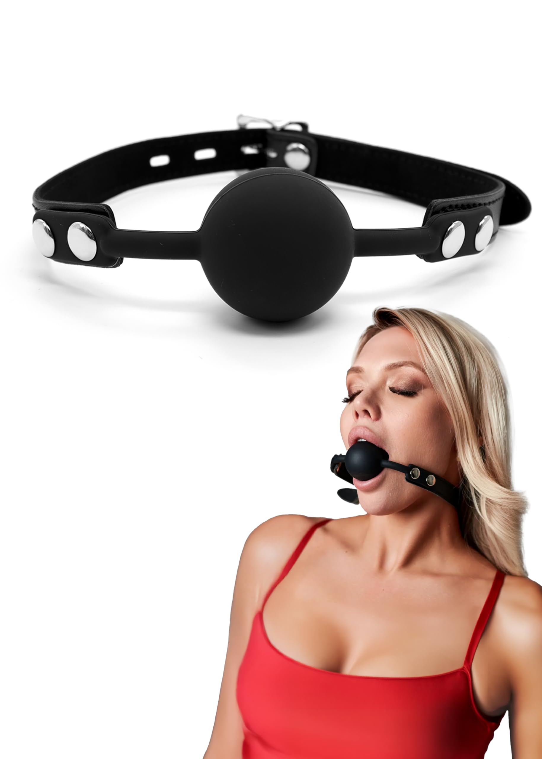 Breathable BDSM Ball Gag - Gagger Mouth Silicone Sex Gag - Couples Bedroom Sexy Accessories, Adjustable Mouth Ball Breathable for Adult