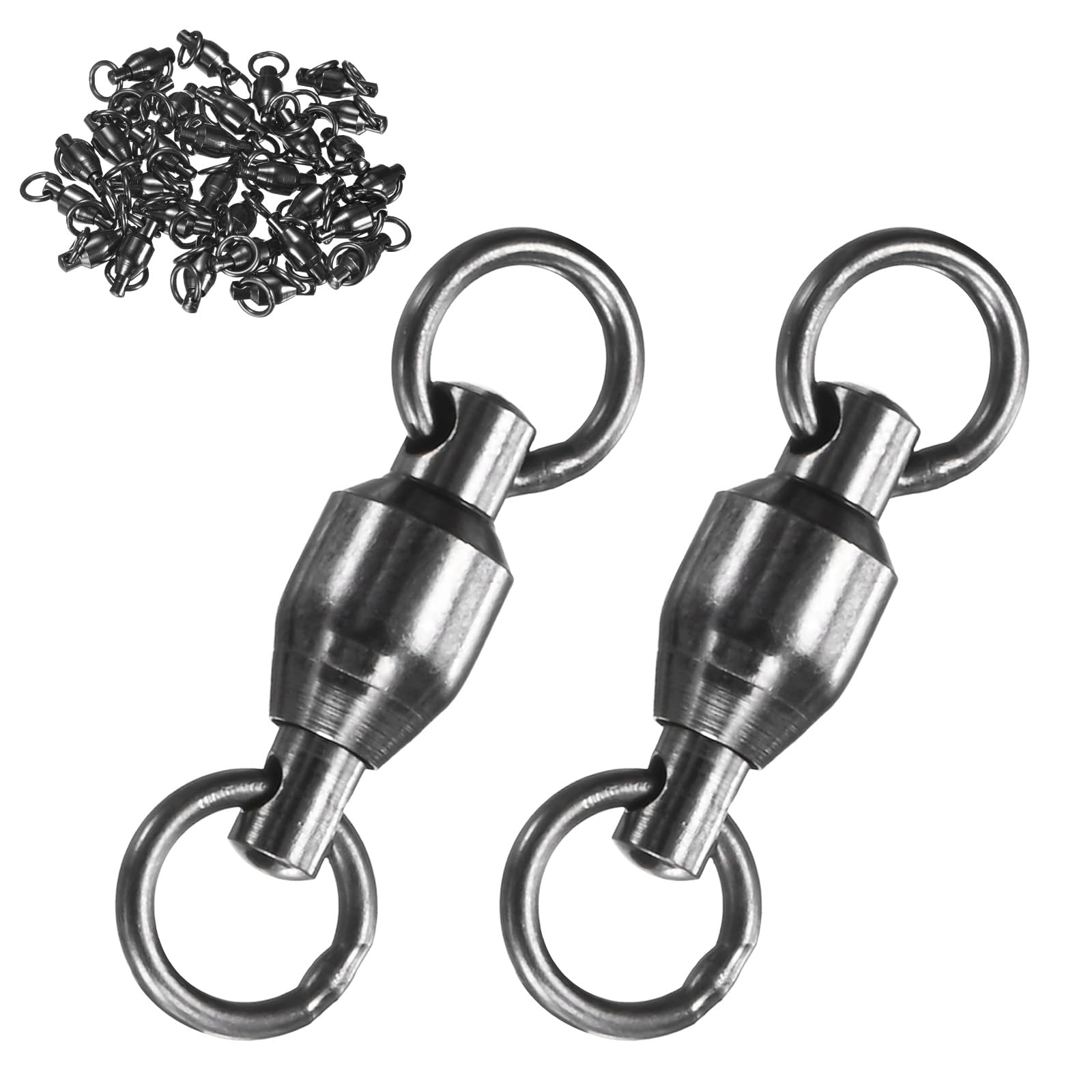 M METERXITY 30-Pack Ball Bearing Fishing Swivels, 5# 0.98In (25mm) Stainless Steel Lure Leader Line Connector for Fishing/Saltwater/Freshwater, High Strength Welded Ring [Black] — image 1