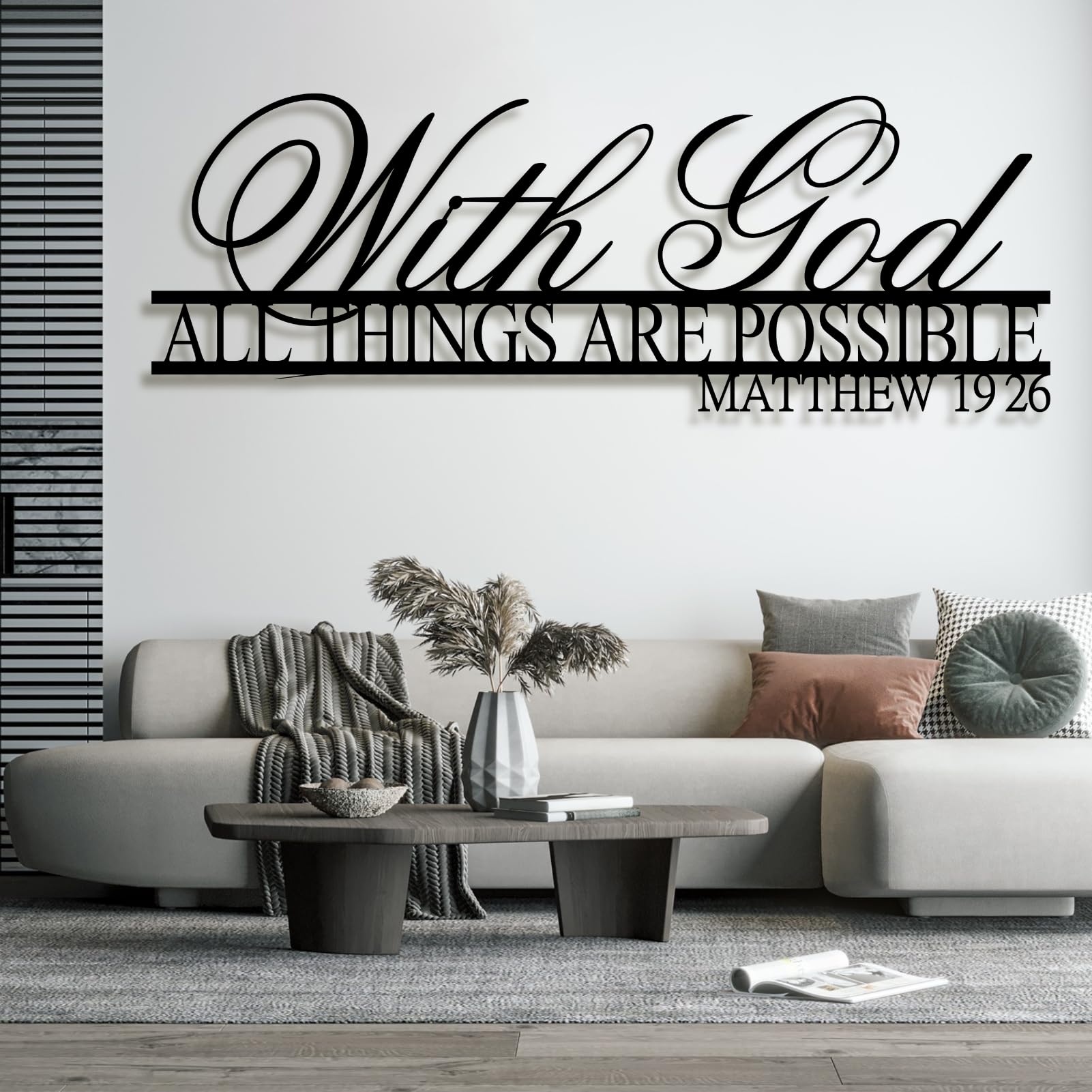Amazon.com: With God All Things Are Possible Metal Wall Art,Matthew 19: ...