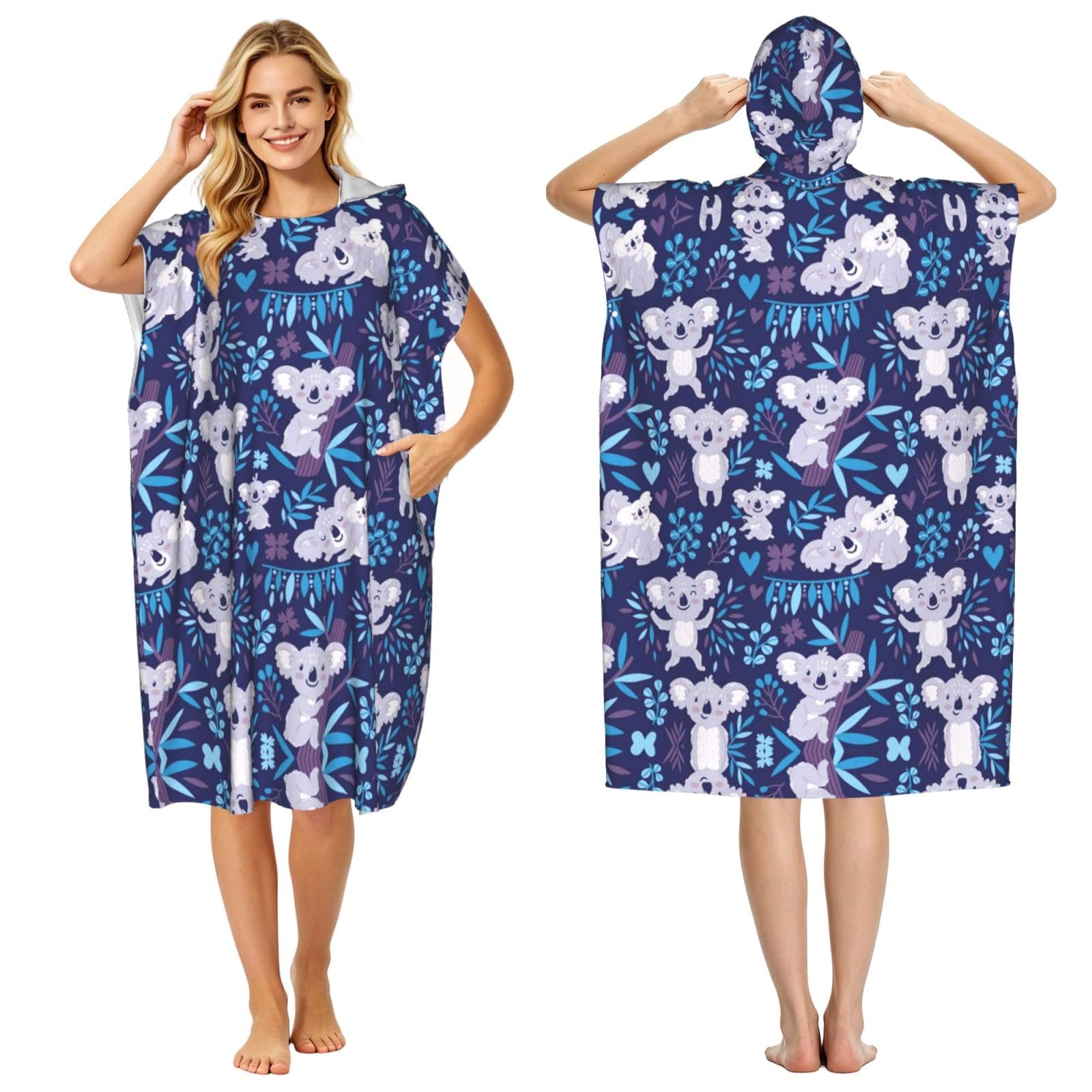 Poncho à capuche koala léger et compact pour homme et femme