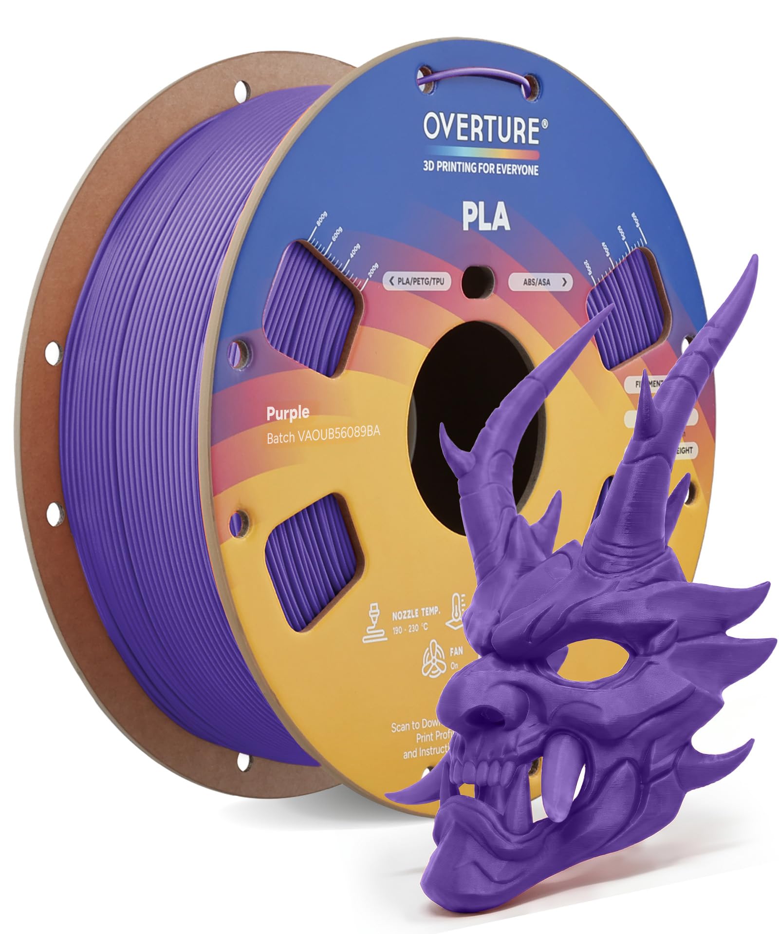 Overture 1.75mm PLA Filament - 1kg Black -16