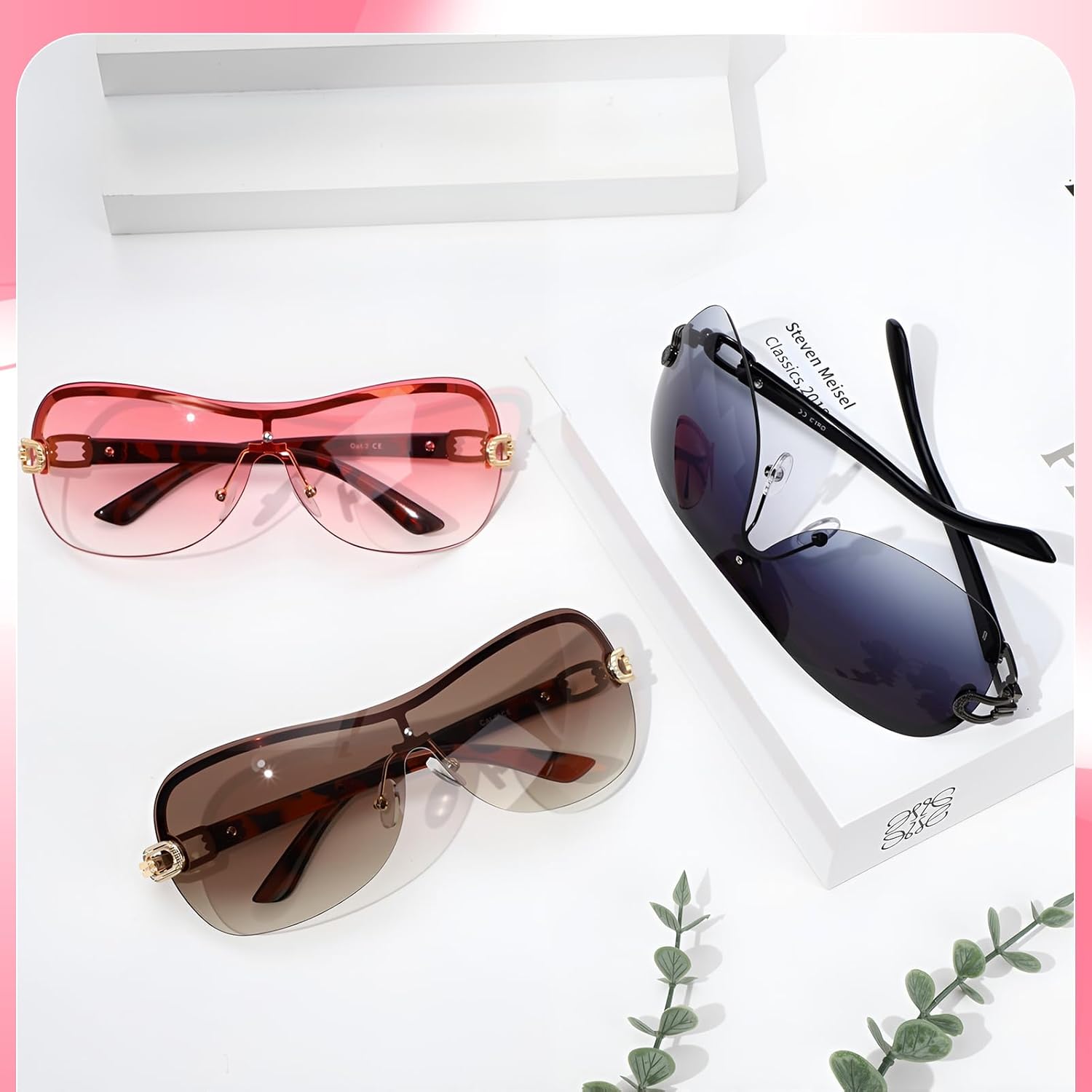 Y2K Sunglasses for Women, Wrap Around Sun Glasses Men Gradient Lens Trendy Retro Eyewear for 90s 2000s Party - Image 3