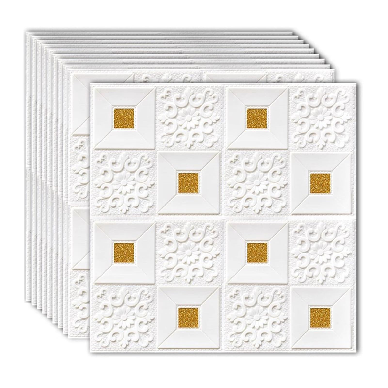 Płytki Sufitowe Płyty 10 Szt. Białych 3D Płytek Sufitowych Piankowych, 70x70 Cm Kwadratowych, Podwieszanych Paneli Sufitowych, Nowoczesny Styl Ścienny i Sufitowy, do Piwnicy, Salonu