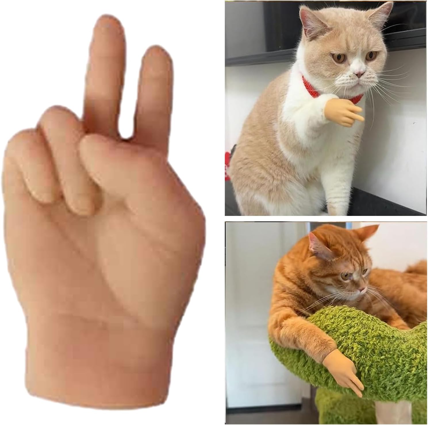 3Pcs Cat Paw Finger Puppet, Cat Tiny Human Hands Folded, Stretchable Mini Hands for Cats, Rock Paper Scissor Shape Tiny Hands for Cats, Interactive Cat Toy Little Hands for Cats (3pcs) image 3