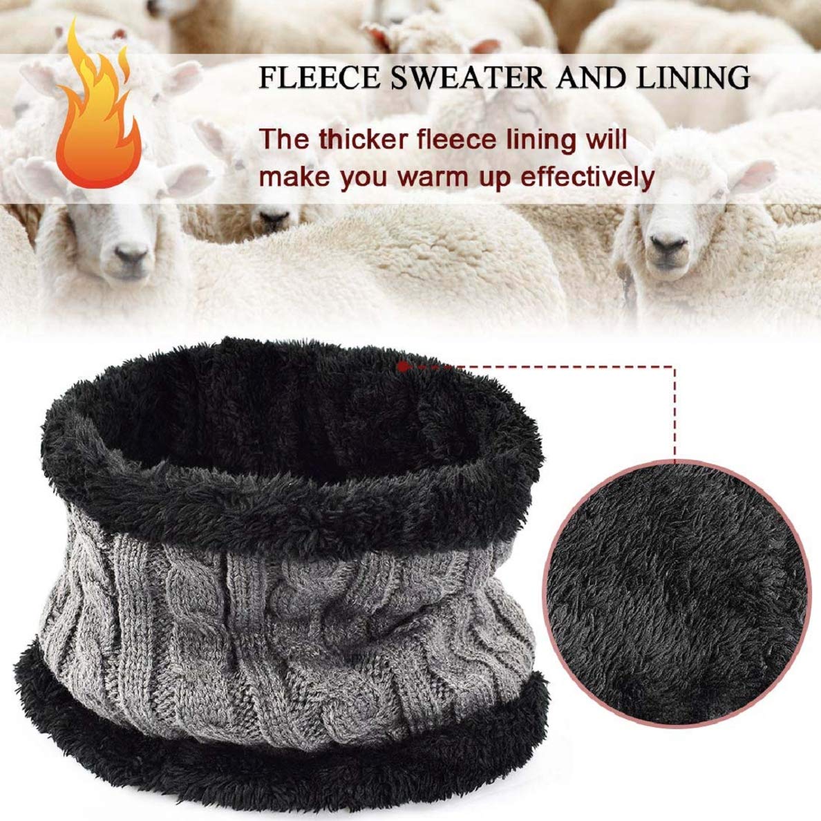 Voqeen Gorras Invierno con Bufanda y Suave Unisexo Beanie Encantador Invierno Guantes Táctiles Antideslizante 3 en 1 de Punto Sombreros Conjunto para Mujeres y Hombres Invierno Regalos(Gris)