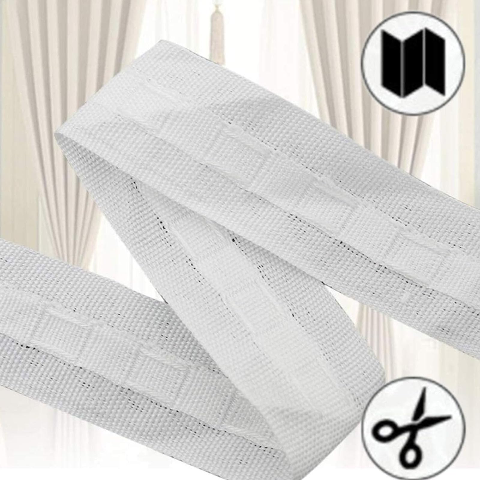 Nastro Per Tende Plissettato - 75 Mm X 5 M Bianco Per Drappeggi Eleganti - Foto 4