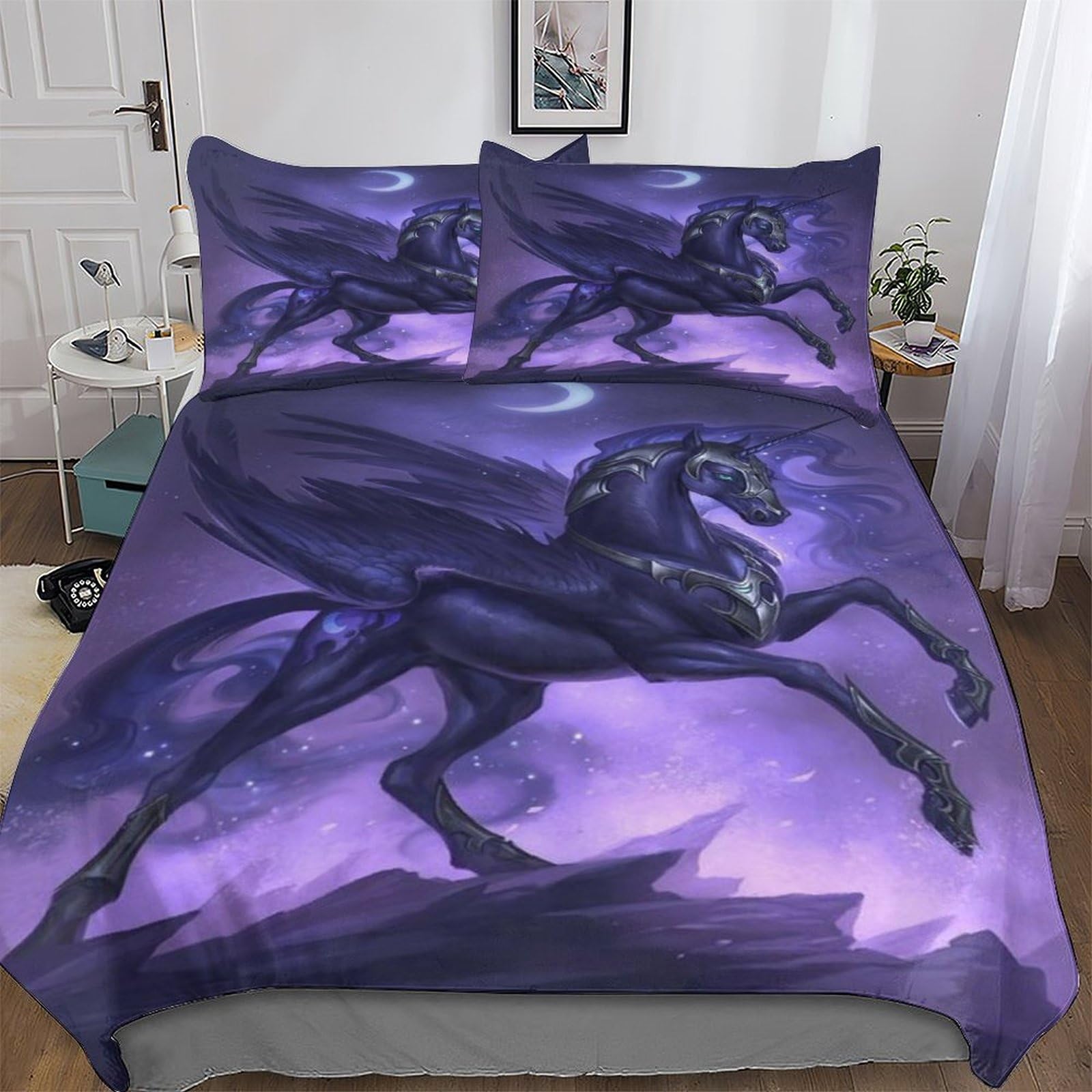 Parure de lit Cheval 3 pièces en microfibre hypoallergénique pour lit double 200x200