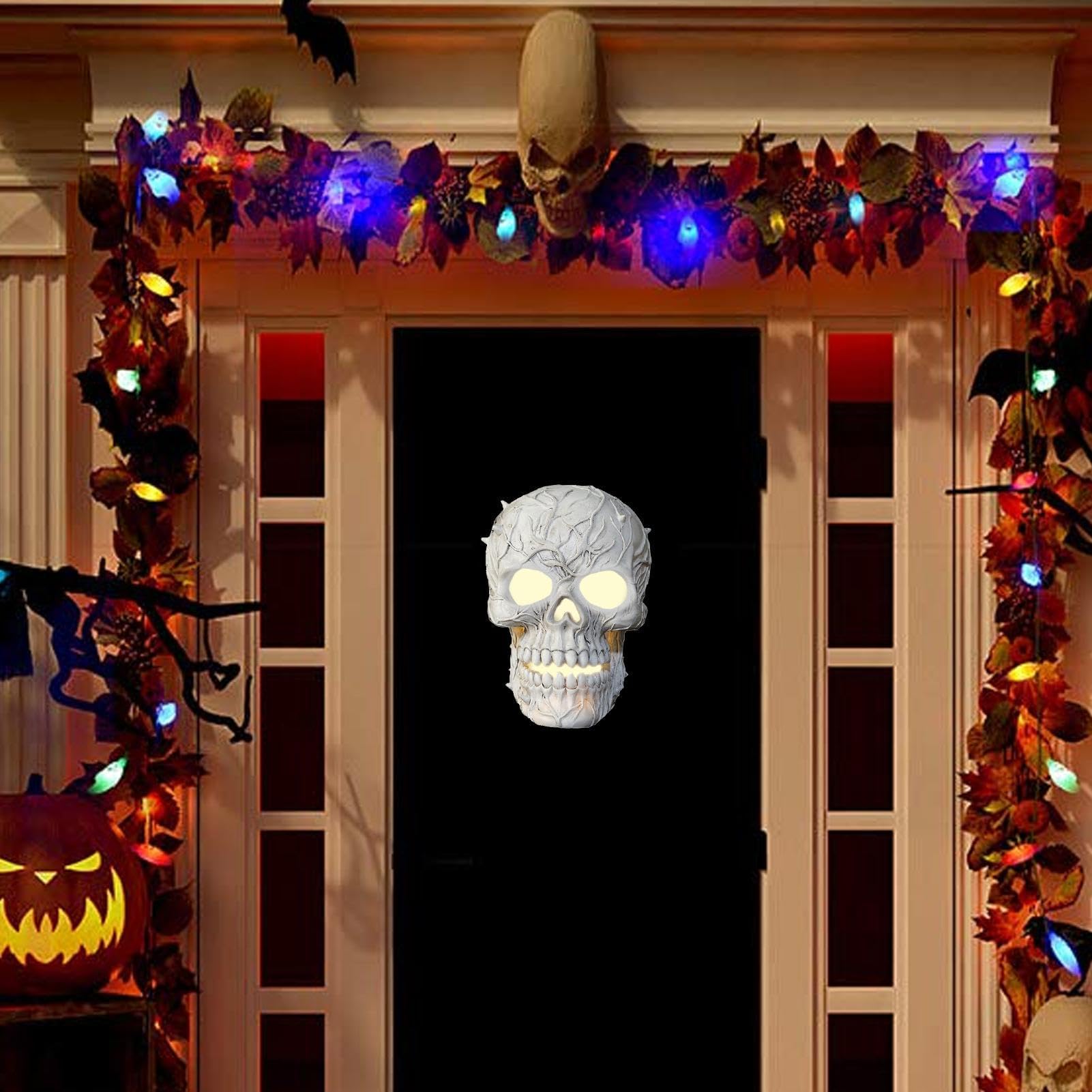 Lampki Halloween Z Czaszką Solarna Lampa Ogrodowa Czaszka Z Żywicy | Lampki Szkieletowe Na Ścieżkę Na Zewnątrz Podwórko Trawnik Patio Ścieżka Ogrodzenie Impreza