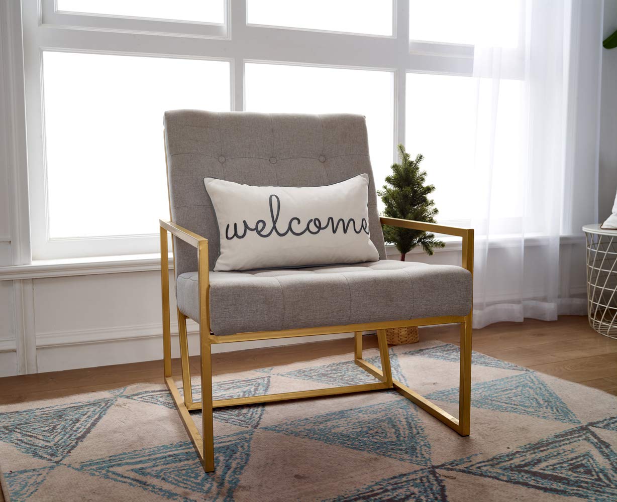 Sanmetexr Decorative Lumbar Pillow Covers 12x20 Inches, Soft Rectangle Pillow Case, Decor Embroidered Accent Cushion Cover with Welcome Saying for Guestroom,Bedroom. (Color White and Grey)