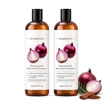 excalvo Shampoo, Onion Shampoo, Rosemary Oil & Red Onion Shampoo with Cinnamon Extract, Shampoo de Cebolla for Fuller-Looking Hair, Daily Scalp Care Shampoo for Men & Women 2PCS