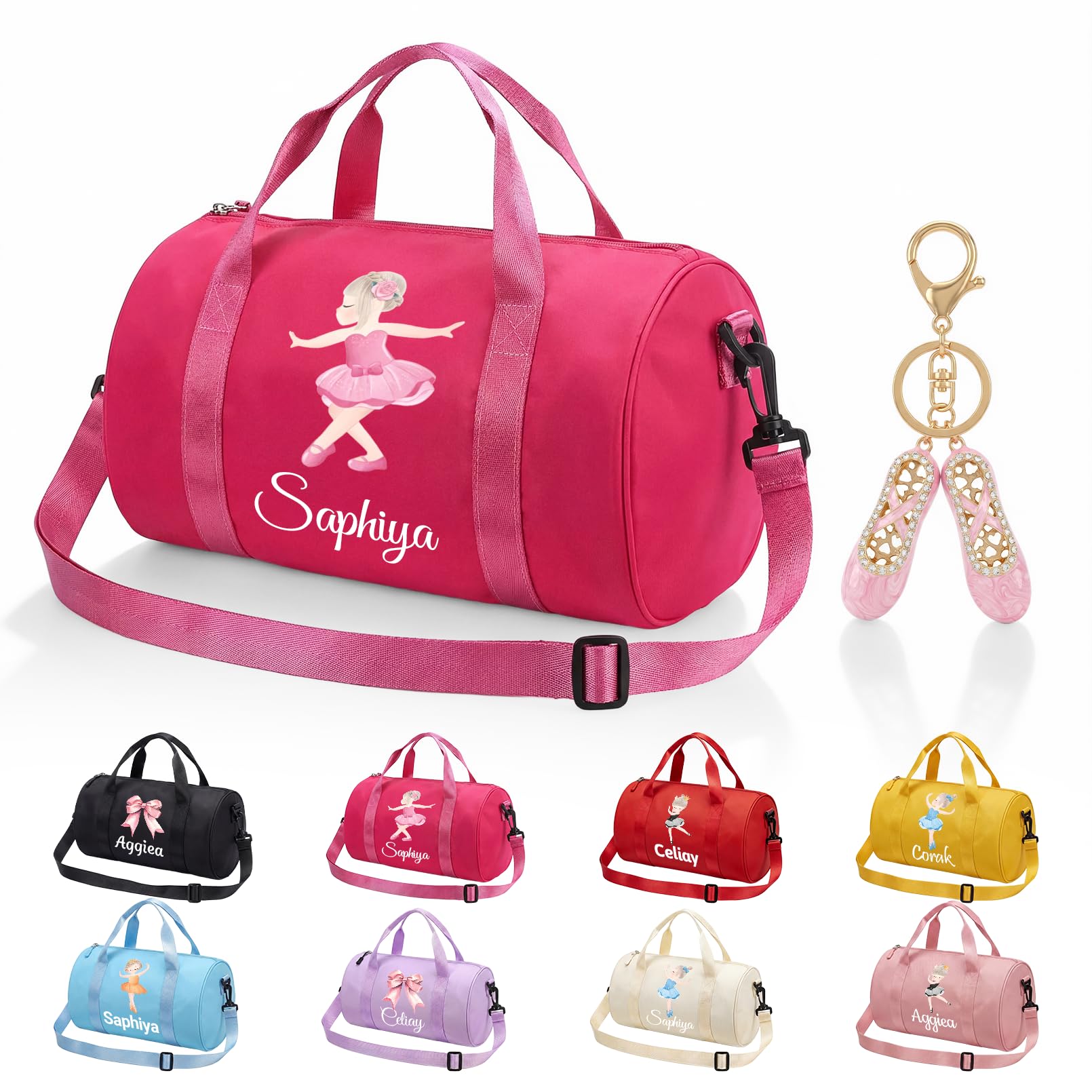 CGFN Personalised Dance Bag Girls Ballet Custom Name Kids Duffle