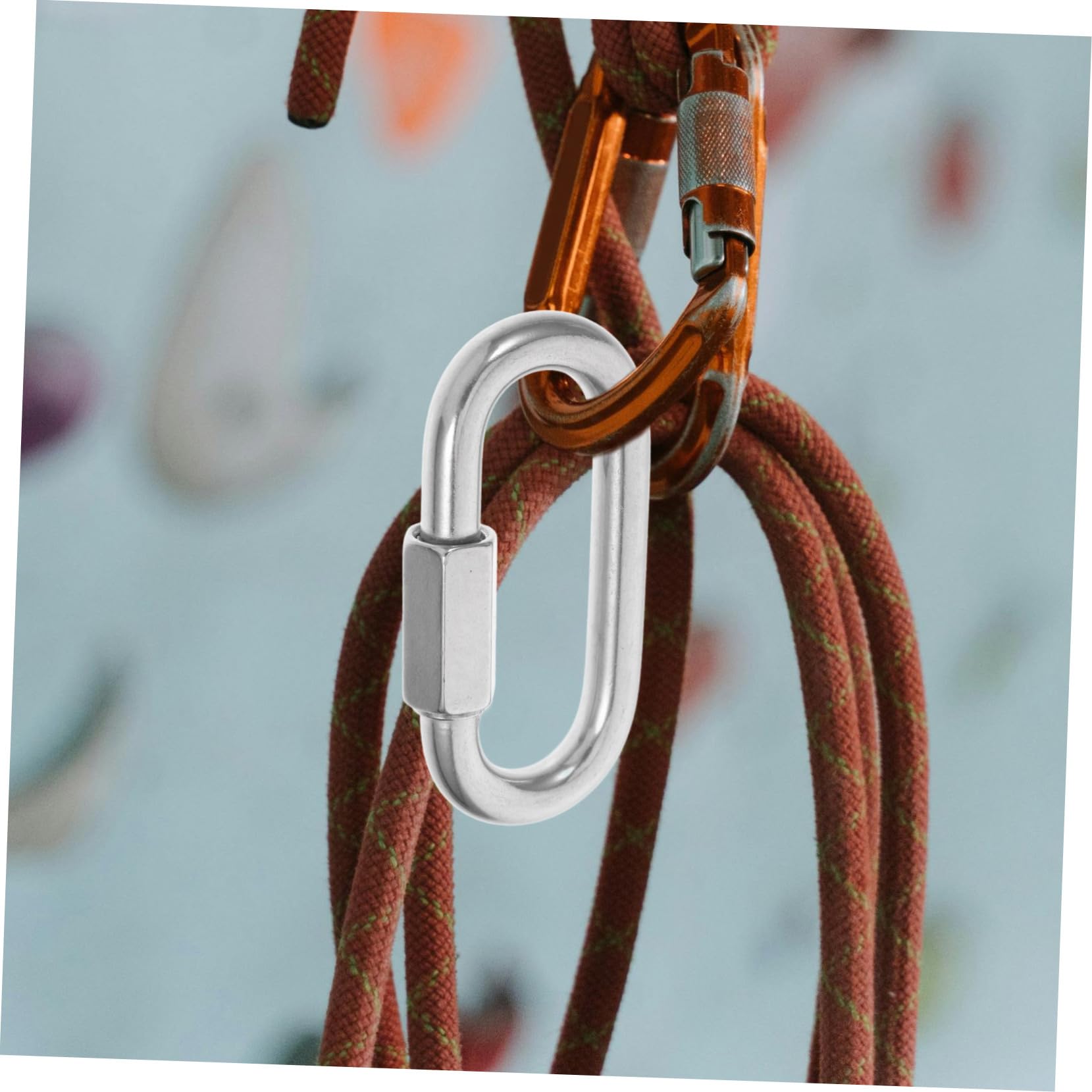 Cabilock 10piezas Hebilla De Eslabón De Cadena Inoxidable Conector De Mosquetón Rápido Para Carga Forma Ovalada Hamaca Cadena Colgante Alta Resistencia Hebillas De Seguridad
