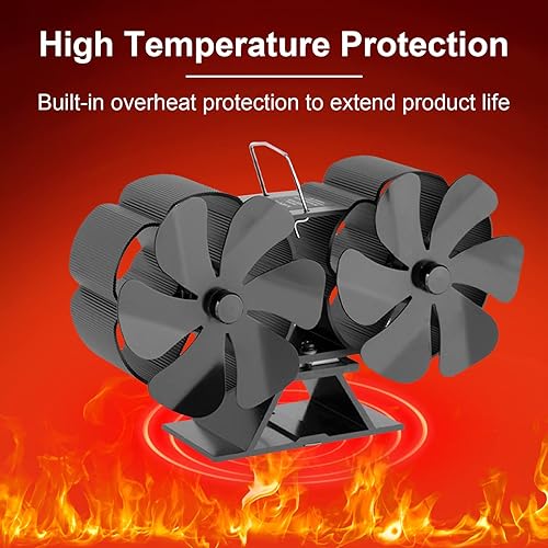 Miniatura 5 de Ventilador de chimenea, ventilador de estufa de leña, ventilador termoeléctrico alimentado por calor (12 cuchillas)