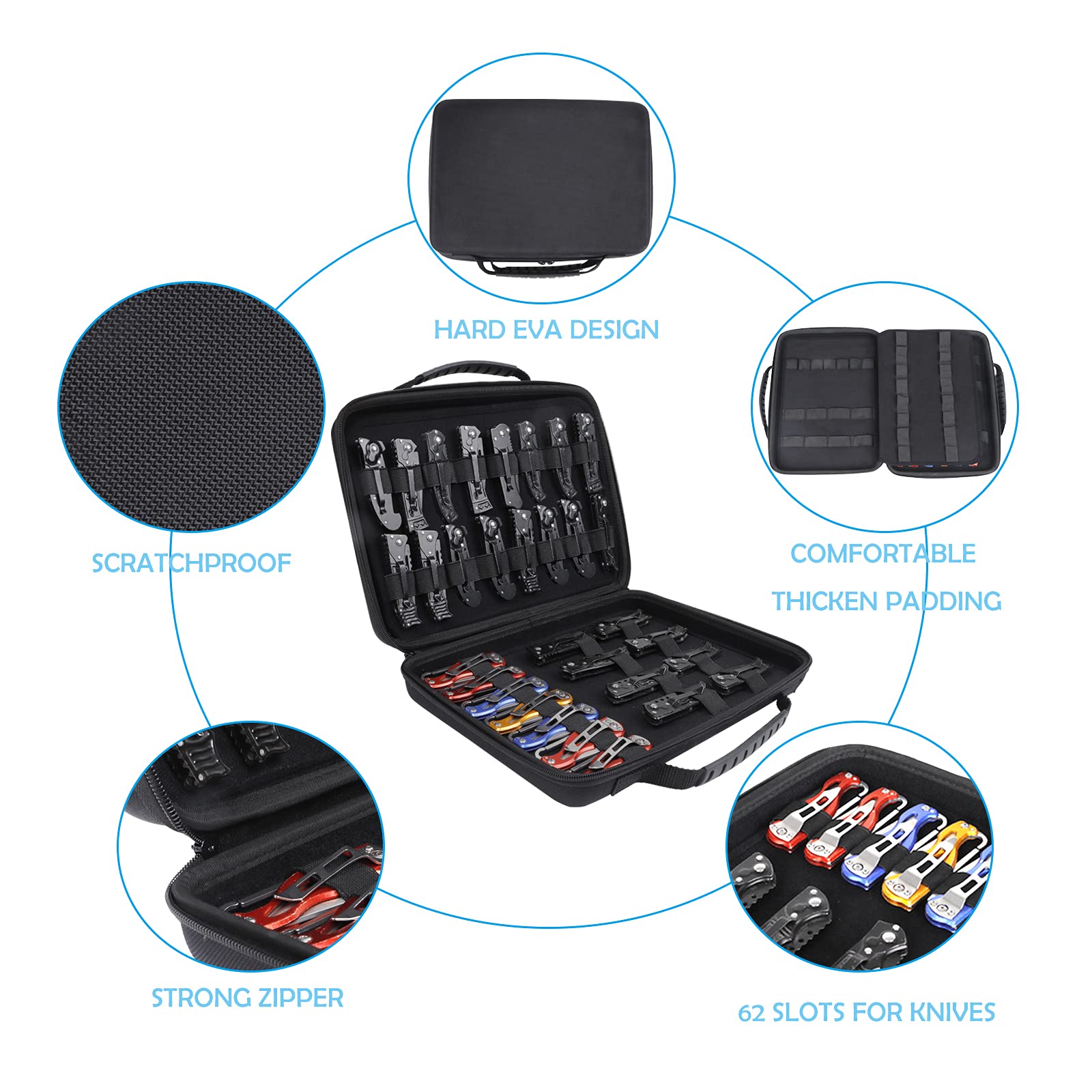 Buy Pocket Knife Display Case with 62 Slots, Knife Case, Folding Knife