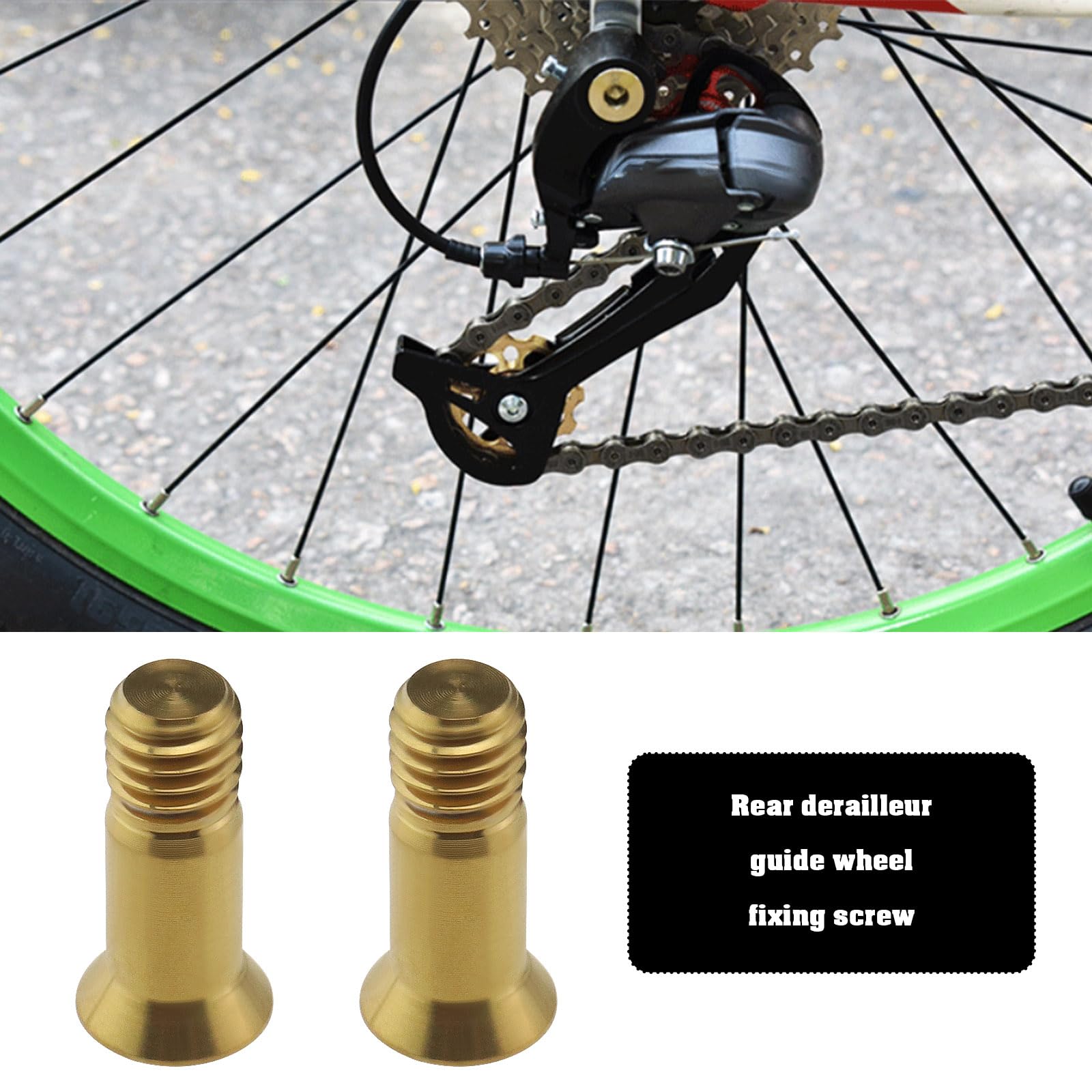 eMagTech 2pcs Titanium Alloy Fixing Screws Bicycle Rear Derailleur Bolt Bicycle Derailleur Guide Wheel Fixing Screw for Road Bike Mountain Bike Gold - Image 2