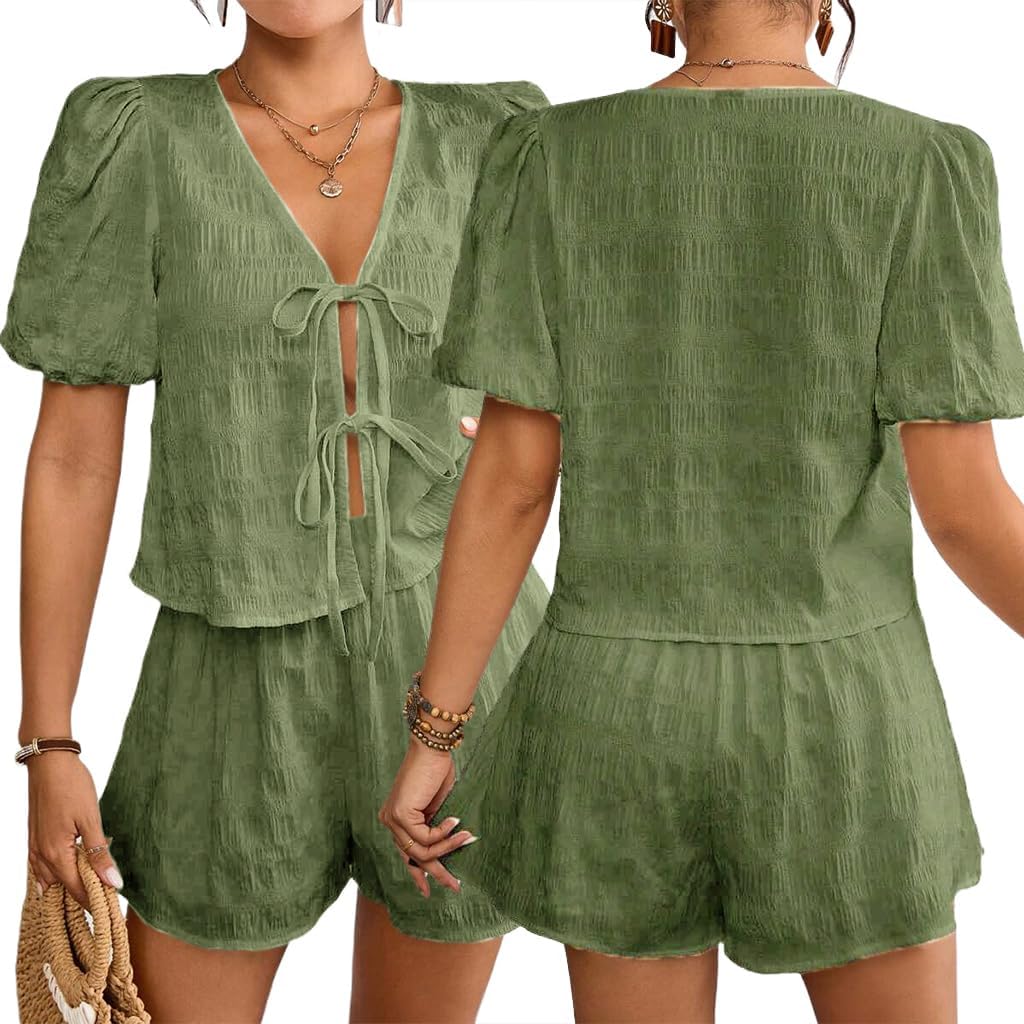 Glozeplus Women's 2 Piece Jumpsuit Floral Print Summer Half Sleeve Thin Coat Bodycon Short Pant Set Outfits - Image 5