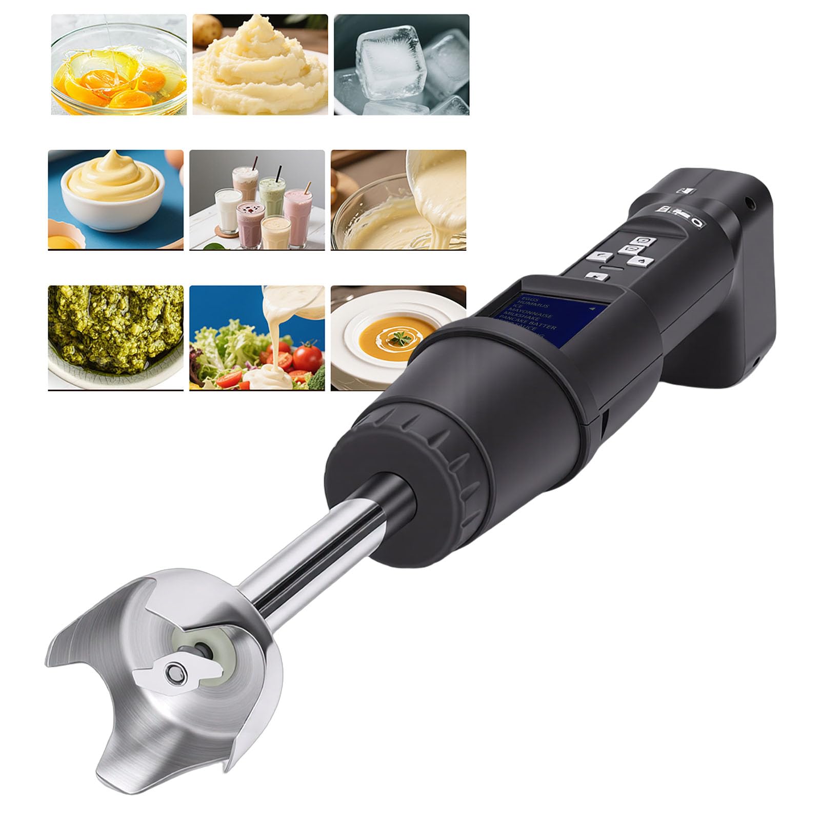ViaGasaFamido Batidora de Mano Comercial de 300 W, Batidora Industrial, Profesional con Motor sin Escobillas, Velocidad Variable de 3000 a 12 000 RPM, de Acero Inoxidable de (Enchufe de la UE)