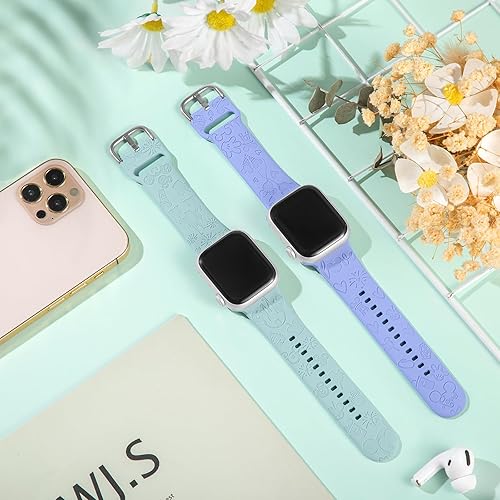 Miniatura 3 de Correa deportiva grabada compatible con correas de Apple Watch 38 40 41 42 44 45 1.929 in, correa de silicona suave para mujer y hombre, repuesto