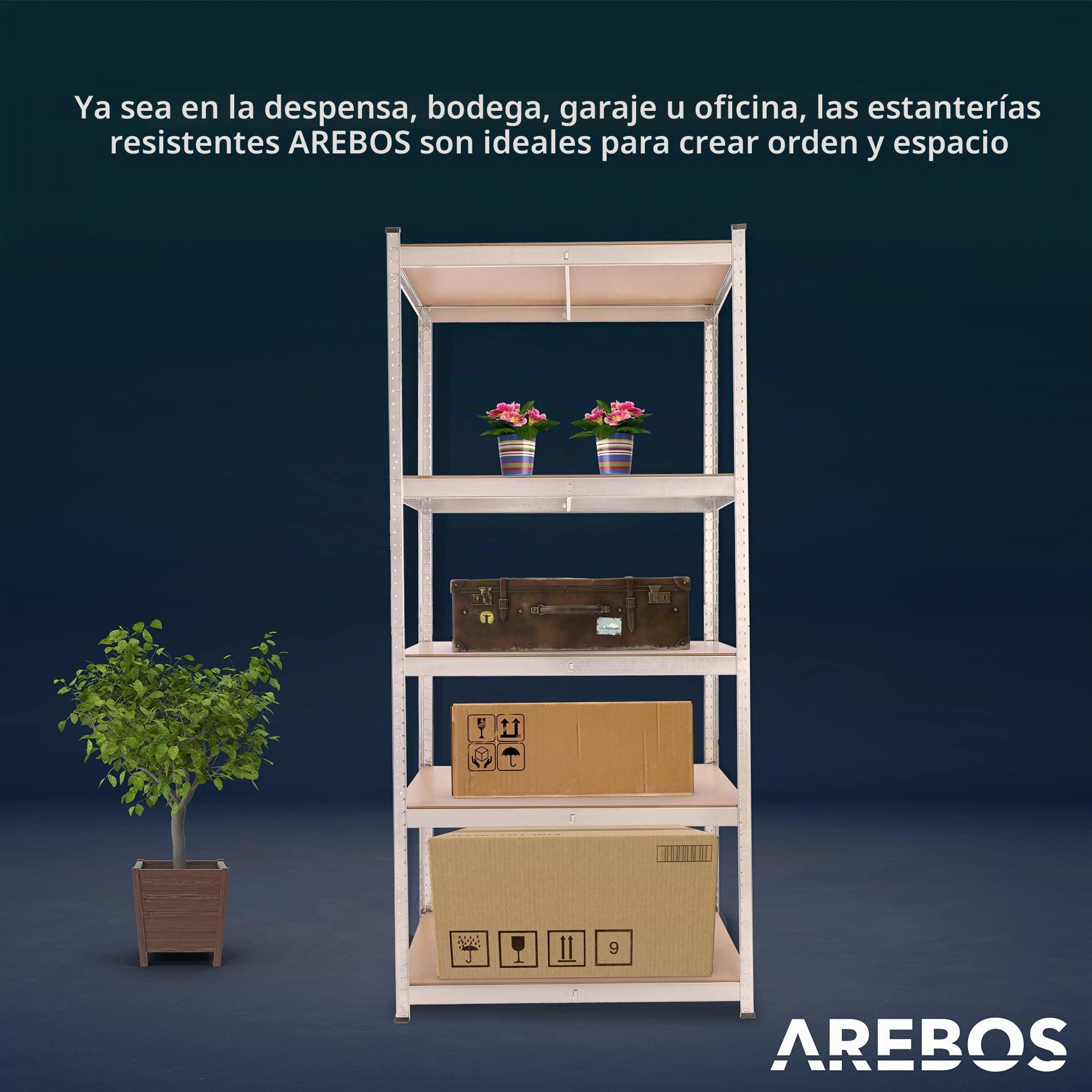 Arebos Estanteria Metalica | Estanterias Almacenaje 200x90x45cm | 1000 kg | Estanterías Metálicas | Estanterias Metalicas Almacenaje | 5 Baldas