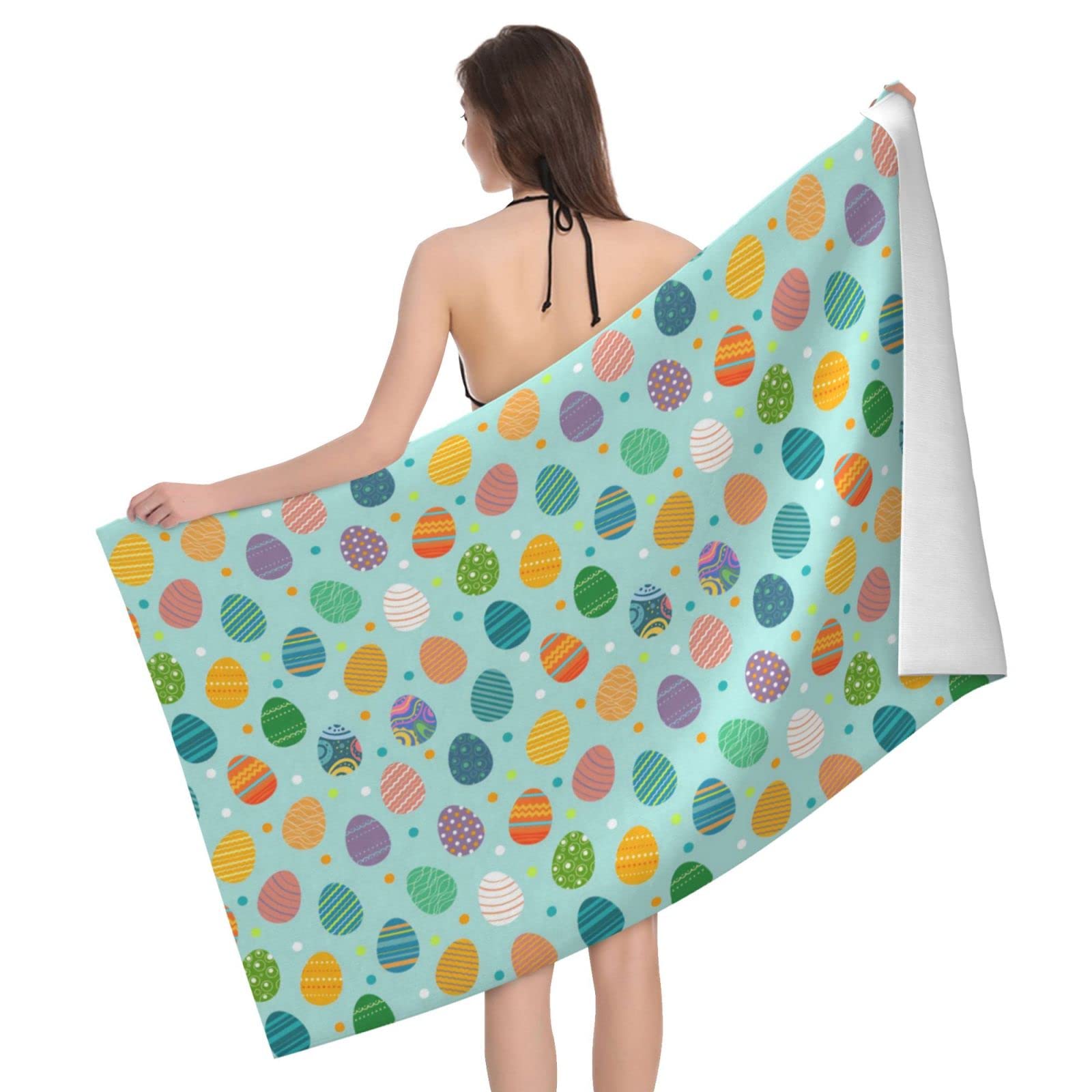 Lawenp Colorfully Eggs Bath Towel Beach Towel Popular Durable Stylishffy Touch Highly Absorbent Quick Dry Polyester 32" X 52" Also As A Gift
