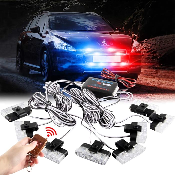 Buy Sidaqi Red Blue 16LED Grille Strobe Lights Dash Deck Visor Police