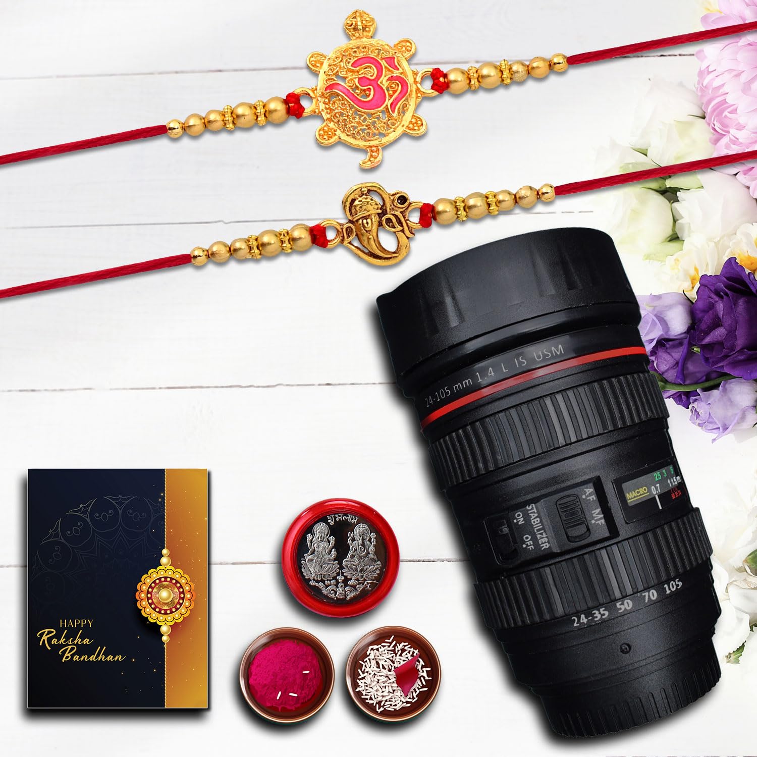 DeoDap (K2_1+2_CMY) Multicolor Rakhi Combo with Mug , Silver Color Pooja Coin, Roli Chawal & Greeting Card, Occasion, Rakhi & Chocolate for brother, Rakhi with chocolate, rakhi with gift, Rakhi Combo, Set of 2 Rakhi, Rakhi Chocolate Gift combo (B09B5CJSTW) Amazon Price History, Amazon Price Tracker