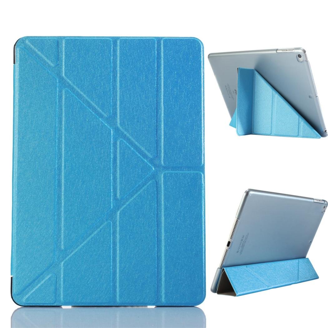 NewkellyLeather Slim Folding Stand Painted Case Cover For ipad 9.7Inch 2017 Tablet (Blue)